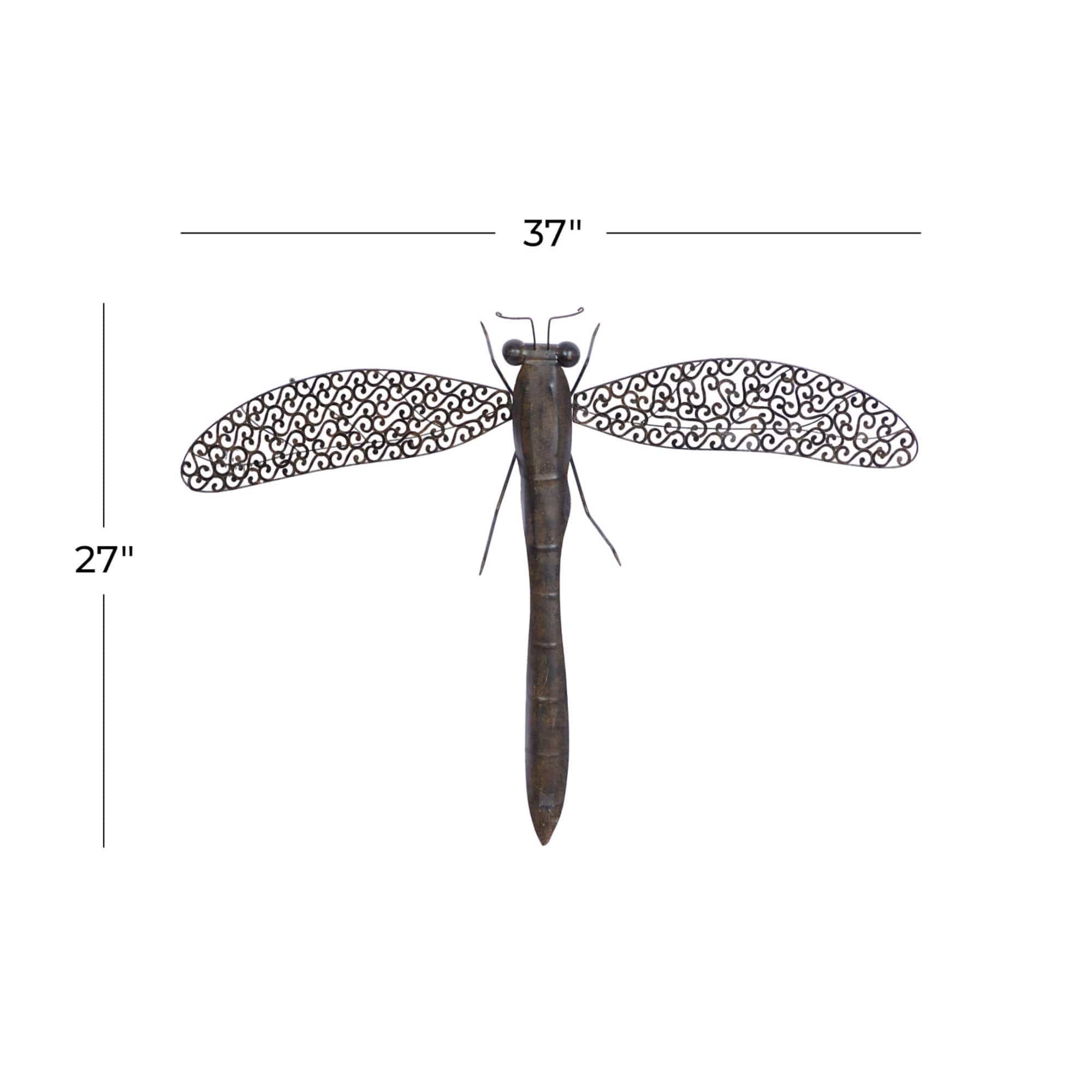 Brown Dragonfly Metal Rustic Wall Decor